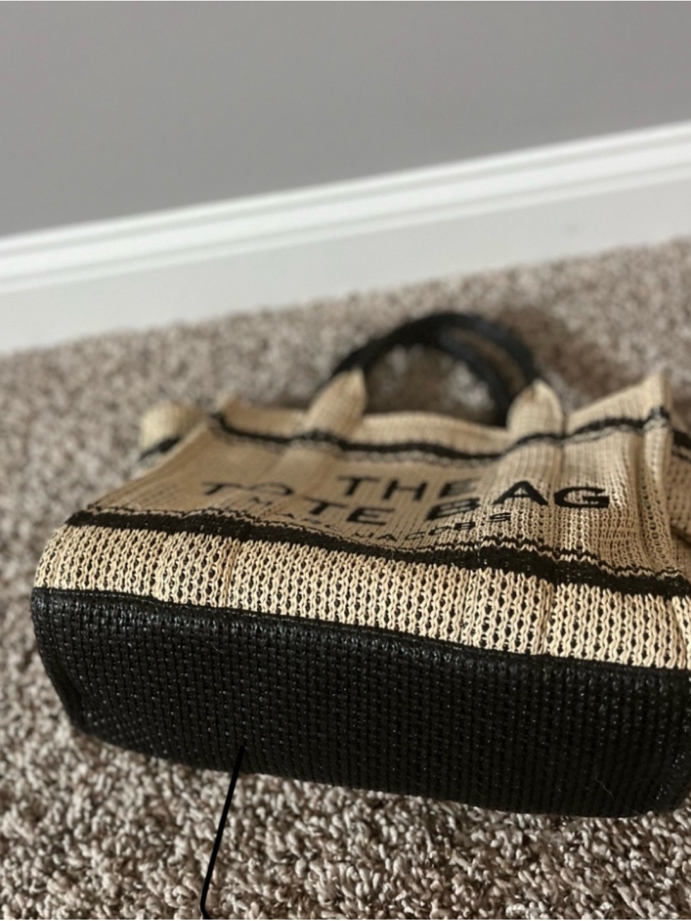 Marc Jacobs Two-Tone Straw Tote with Black Trim - Picture 4 of 5